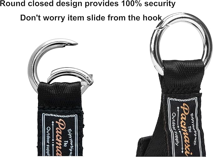 PACMAXI Stroller Hook, 2 Pack Multi Purpose Organizer Hooks Clip for Stroller, Wheelchair, Rollator, Walker (Black)