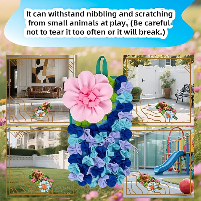 Snuffle Mat for Dogs, Snuffle Mat for Cats Rabbit Foraging Mat Interactive Feed Game Puzzle Toy for Rabbit Bunny Guinea Pigs Chinchillas Ferrets Feeding Mat Bedding Cage Accessories Blue-Purple