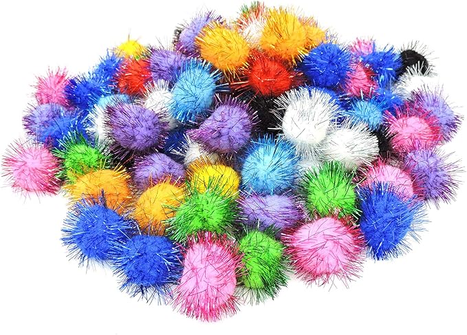 Andiker Cat Crinkle Balls, 2.36 Inches Colorful Cat Ball Chew and Chase Kitten Mylar Crinkle Balls Lightweight Cat Toys for Indoor Cats Kitten to Keep Fit and Active (100pc)