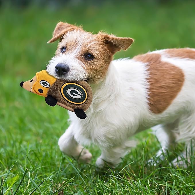 NFL Green Bay Packers Plush Hedgehog Toy for Dogs & Cats, Cool Soft Pet Toy for Fun and Interactive Play, Dog Chew Toy with Squeaker, Licensed Hot Pet Toy