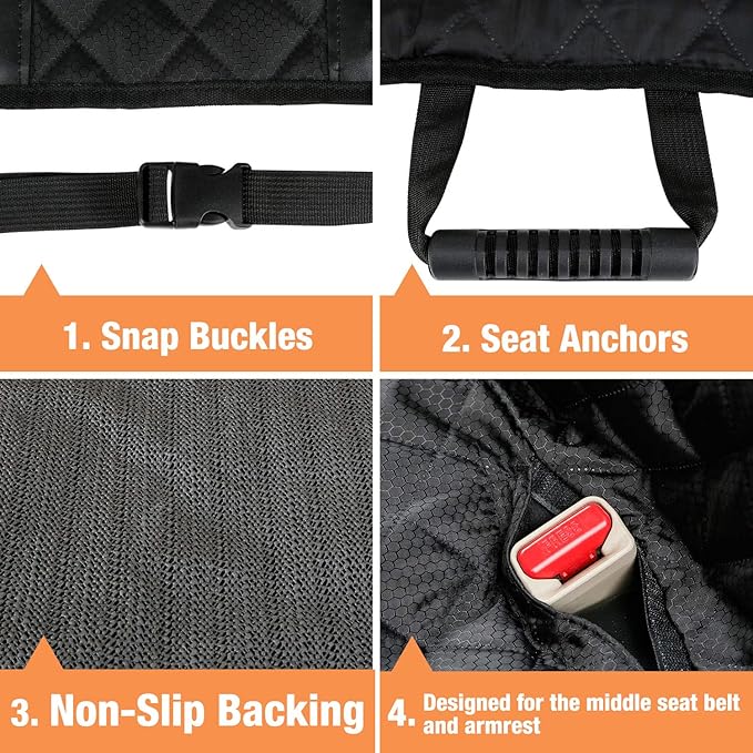 PETICON Large Dog Car Seat, Back Seat Extender for Dogs with 3 Mesh Windows, Waterproof Medium Carseat for Dogs with Hard Bottom, Pet Seat Cover for Cars, Trucks and SUVs(Brown)