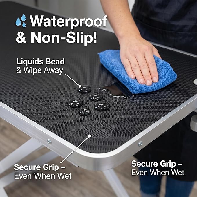ApexDesk ProPaw Series 46" x 24" Dog Grooming Table, Foldable Heavy Duty Steel Frame, Adjustable Height (28.75"/33.82"), Height-Adjustable Grooming Arm, Non-Slip Waterproof Top, 260 lb Capacity