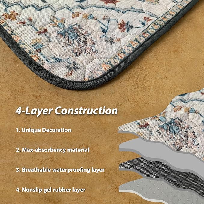 nunubaby Washable Pee Pads for Dogs, Stylish, Non-Slip and Leak-Proof Pee Pads. Reusable Potty Pads for Dogs for Crates and Floors.(Beige/Floral, 36" x72" )