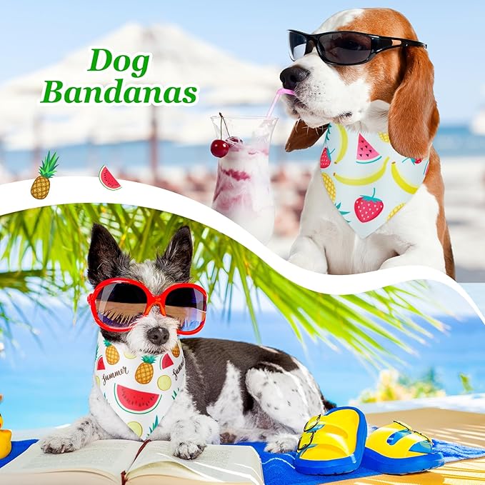 Weewooday 50 Pcs Fruit Dog Bandanas Bulk for Summer Soft Bibs Adjustable Triangle pet Bandana for Small Medium Large Costume(Fruits Pattern, 19.7 x 13.8 x 13.8 Inch)