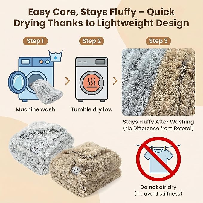 PJYuCien Dog Blanket for Dogs, Puppies and Pets, Lightweight & Portable Fluffy Fleece Throw, Super Soft Plush Cat Blanket for Couch/Car Seat/Furniture, Machine Washable, 24"x32", Beige