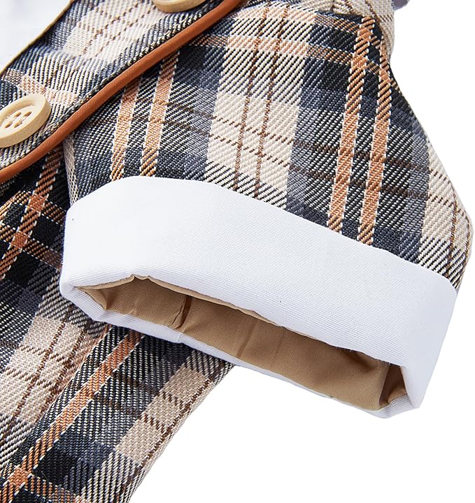 GabeFish Pets Wedding Jackets Suit for Dogs with Bow Tie Puppy Cat Formal Clothes Shirt Tuxedo (Coffee, M (Chest 15.3in/39cm))