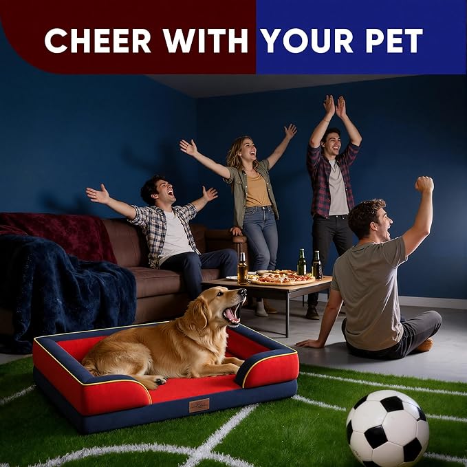 Comfort Expression Orthopedic Dog Bed for Extra Large Dogs 45x35 Inch, Waterproof Egg Crate Foam XL Pet Bed with Bolsters, Dog Couch with Washable Cover & Non-Slip Bottom, Kansas