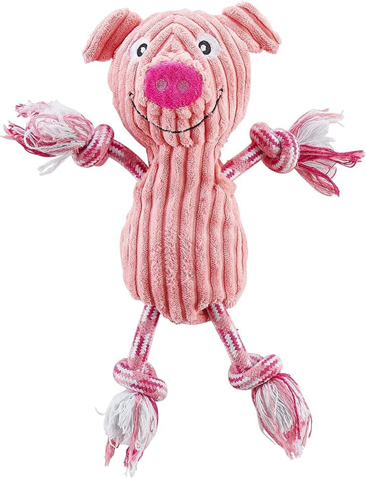 Outward Hound Ranch Roperz Pig Plush Squeaky Dog Toy