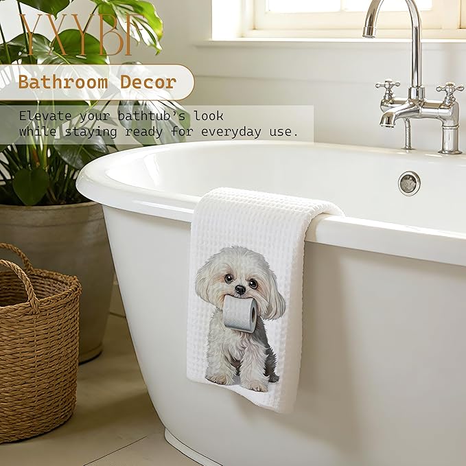 Funny Maltese Hand Towels for Bathroom Washroom Decor 16x24 Inches, Maltese Gifts for Women Men, Dog Lovers Mom Dad Gifts Bathroom Hand Towels Decorative