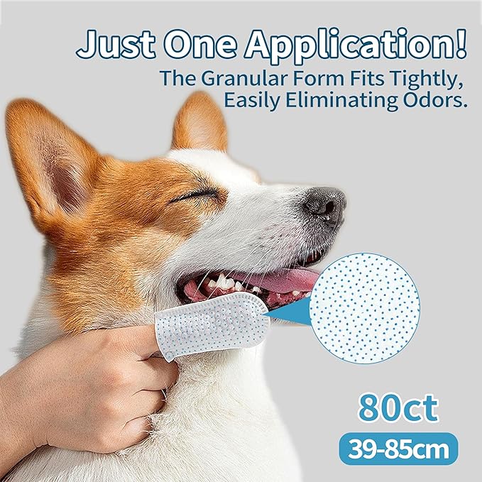 DR.EASY Upgraded Blue Dot Breath Freshener Dental Finger Wipes 80ct for Dog & Cat,Cleaning Pet Teeth Smoothly,Help Wipe Away Plaque&Tartar, No Added Harsh Chemicals No Brush Formula
