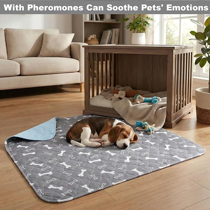 Puppy Pee Pads with Pheromones, Non-Slip Leakproof Dog Pee Mat , Washable Reusable Puppy Training Pads,Odor Resistant Absorbent Pad for Dogs and Cats (M: 27.6" × 31.5")