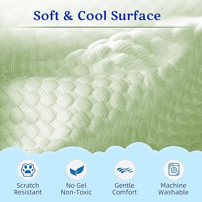 Mora Pets Dog Cooling Mat Instant Self Cooling Pad for Dogs & Cats Breathable Washable Summer Pet Cool Mat Indoor Outdoor, Cold Blanket for Floor Crate Car Travel Use Non Slip Large 40'' x 28'' Green