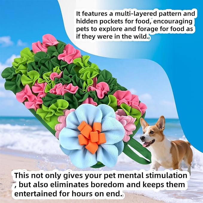 Snuffle Mat for Dogs, Snuffle Mat for Cats Rabbit Foraging Mat Interactive Feed Game Puzzle Toy for Rabbit Bunny Guinea Pigs Chinchillas Ferrets Feeding Mat Bedding Cage Accessories Green