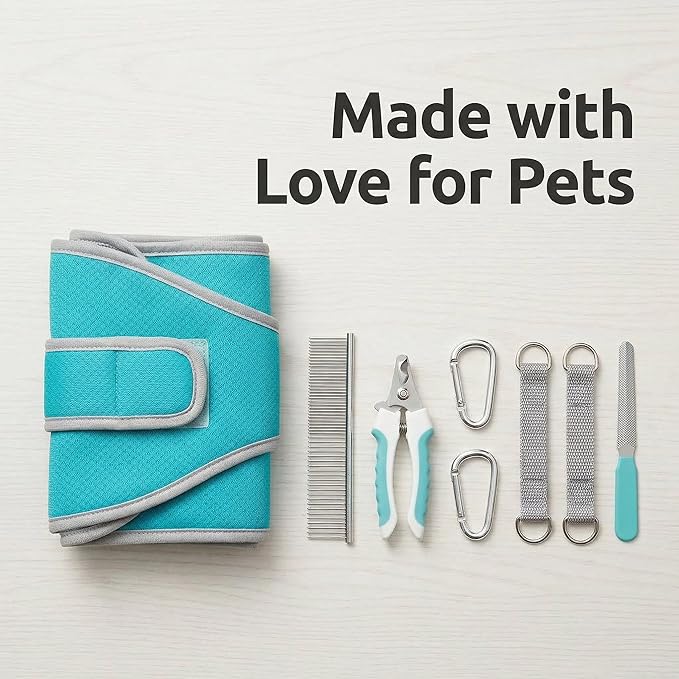 Dog Grooming Hammock, Adjustable Restraint Sling for Nail Trimming, Hands-Free Cat Grooming Harness for Easy Bathing, Haircuts & Claw Care at Home, Grey XS