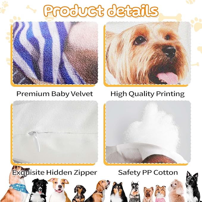 Easycosy Custom Pet Photo Pillow, Personalized Pillow Shaped Like Your Dog Cat Face, Customized Stuffed Animal Picture Pillows, Memorial Gifts for Pet Animal Lovers Her Him(28 Inch)