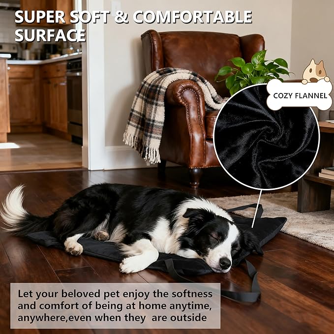 Portable Dog Mat, Waterproof Outdoor Pet Mat for Camping Sleeping, Pet Cushion Pad with Handle for Small Dogs, Outdoor Training Dog Bed for Puppies, Easy to Carry, Super Soft