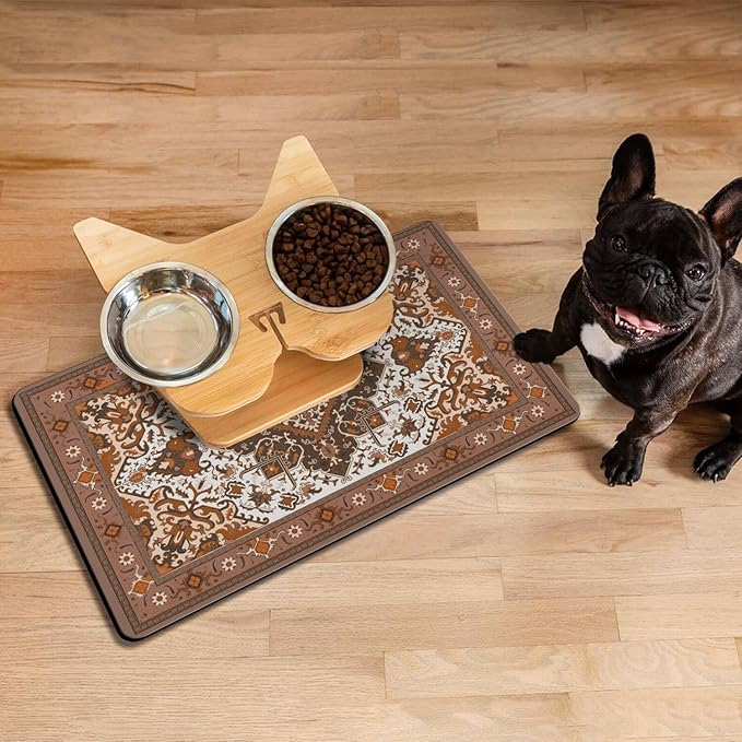 Pet Feeding Mat for Floors Waterproof Dog Mat for Food and Water Absorbent Quick Dry Non Slip mat for Cat Bowls