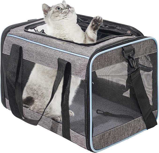 Vivicreate Cat Carrier Airline Approved Soft Sided Pet Carrier for Cats and Small Dogs Portable Travel Cat Bag with Mesh Ventilation Safety Leash and Shoulder Strap up to 15 lbs
