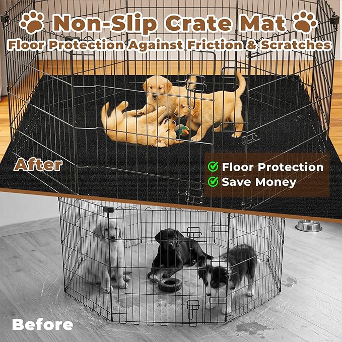 Huge Dog Playpen Mat, 60 in x74 in Dog Crate Mat Extra Large Reusable Puppy Training Pads for Under Crate Cages, Reusable Washable Waterproof Non-Slip Dogs Playpen Mats Pad for Floor Kennel Black