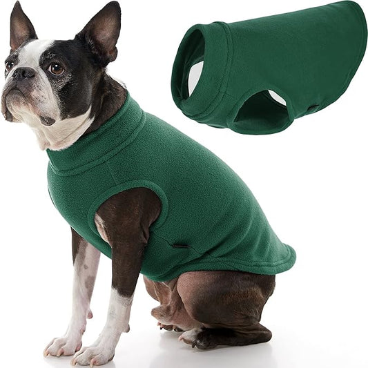 Gooby Stretch Fleece Vest Dog Sweater - Forest Green, Large - Warm Pullover Super Stretchy Fleece Dog Jacket for Small to Large Dogs