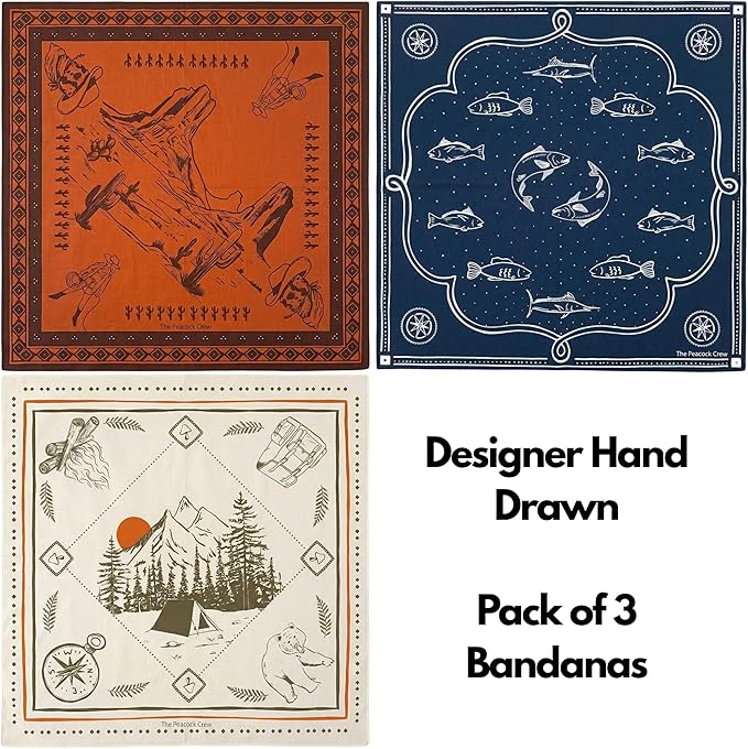The Peacock Crew Premium Soft Cotton Bandanas Pack for Men and Women Paisley 22 x 22 inches