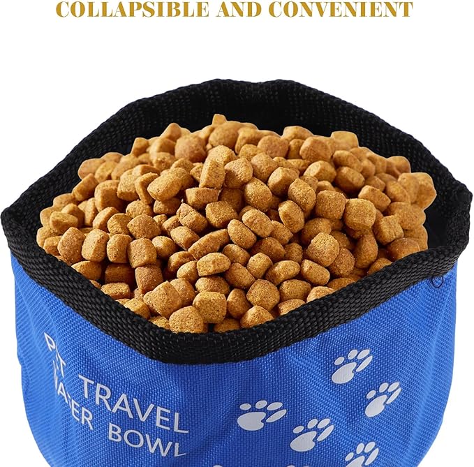 POPETPOP Foldable Dog Bowl Food Grade Waterproof Portable Travel Bowl for Pet Food and Water Feeding with Carabiner Clip Lightweight 5.9X2X3.5 Inch