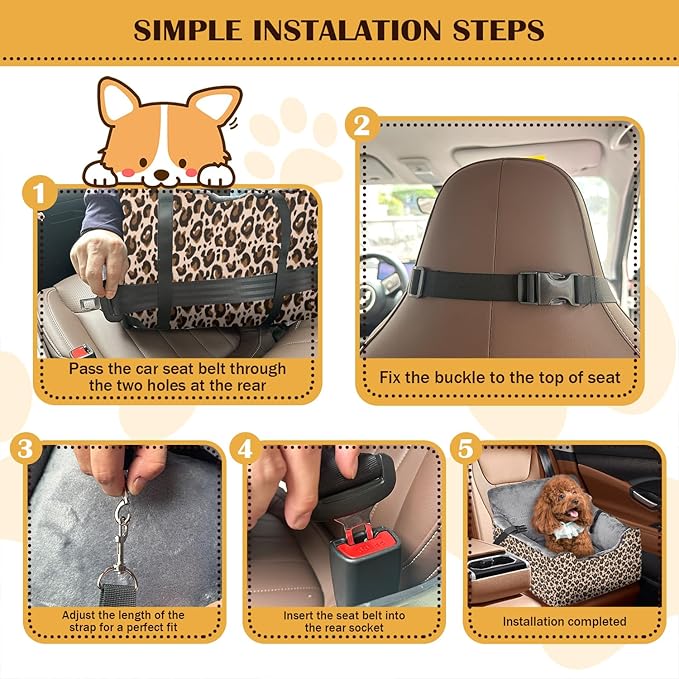 Dog Car Seats for Small Medium Sized Dogs Carseat for Car Funny Fuzzy Pet Dog Booster Car Seat Puppy Under 31 Lbs with Soft Plush Cushion&Washable Removable Cover