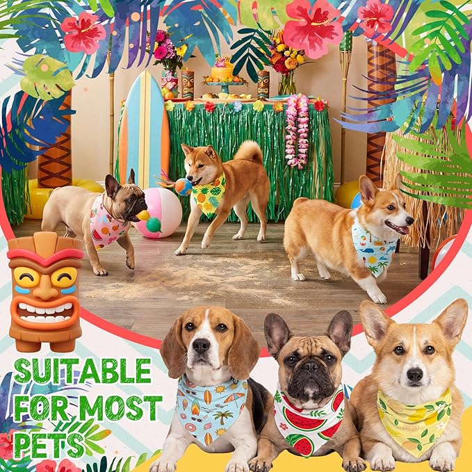 Weewooday 50 Pcs Dog Bandanas Bulk Dog Bandanas for Dogs Soft Bibs Adjustable Triangle Bandana for Small Medium Large Costume(Summer,25.6 x 17.7 x 17.7 Inch)