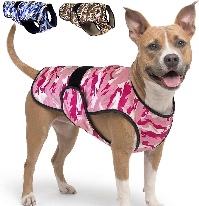 Dog Cooling Vest - 2-Layer Cooling with Soft Microfiber Fabric - Lightweight, Adjustable and Comfortable - UV Protection for Small to Large Dogs - Relief in Hot Weather (Pink, Large)