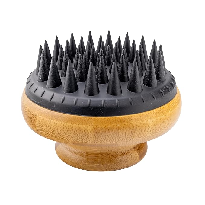 Doggy Style Large Dog Bath Brush, Bamboo Handle with Soft Silicone Bristles, Shampoo Scrubber for Shedding, Bathing & Massage, Eco-Friendly Grooming Tool for Medium and Large Breeds