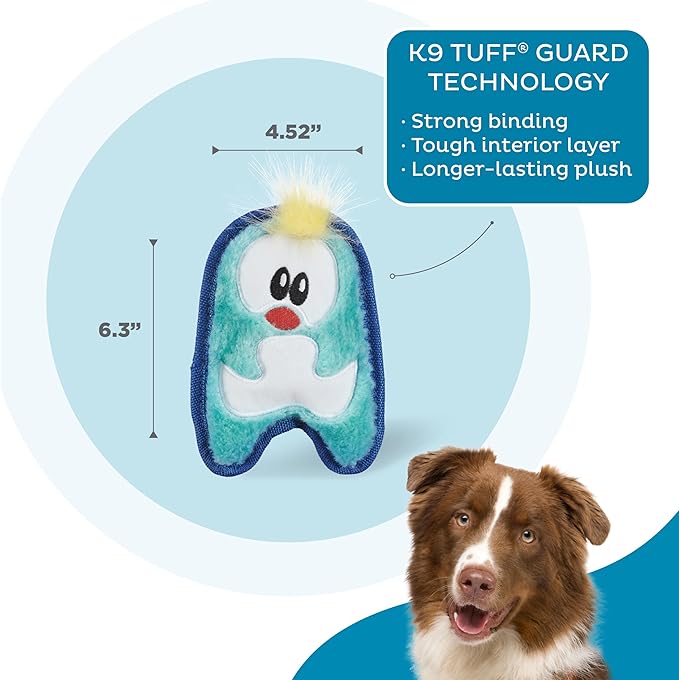 Outward Hound Durablez Minis – Squeaky Plush Dog Toy, No Stuffing for Less Mess, Interactive & Tough, Jumbo Squeaker, Puppies & Small Dogs, Penguin, 6.3" (Pack of 2)