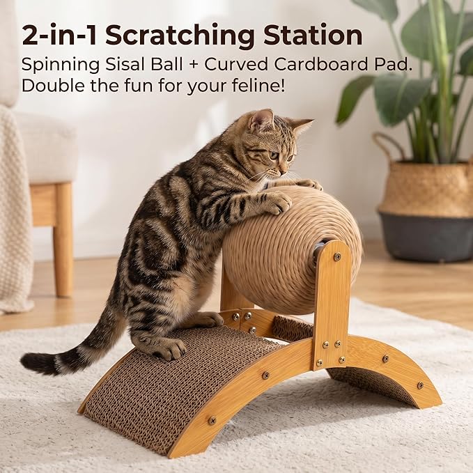 Toddmomy Cat Scratcher Ball Cat Scratching Toy Inclined Scratch Board Sisal Rope Ball for Indoor Kittens Interactive Pet Toys