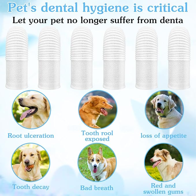 CIATBYYJ 30Pcs Dog Toothbrush Finger, Soft Fabric Finger Toothbrush for Dogs Cats, Washable & Reusable Cat Teeth Cleaning Wipes Toothbrushes Fingers Dental Wipes Care Remove Stain