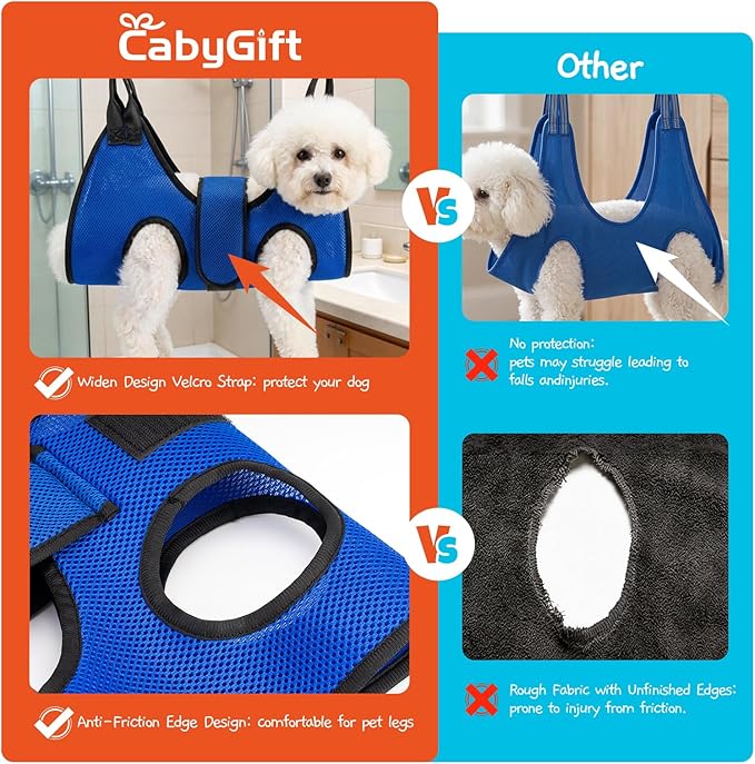 Dog Grooming Hammock Harness, Hanging Sling Restraint for Nail Clipping Small to Medium Dogs & Cats, with Nail Clipper and Comb Pet Grooming Hammock Kit-Large