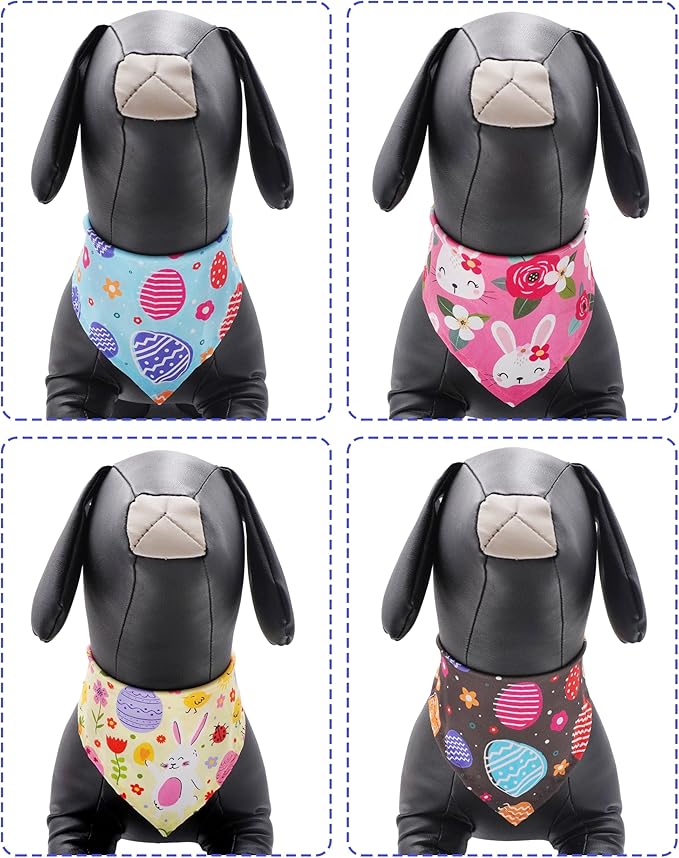 PET SHOW 50 Pack Easter Dog Bandanas Bulk for Small Medium Dogs Puppys Washable Adjustable Pet Scarf Triangle Bibs for Dogs Cats Green Yellow Purple Decorative Grooming Accessories
