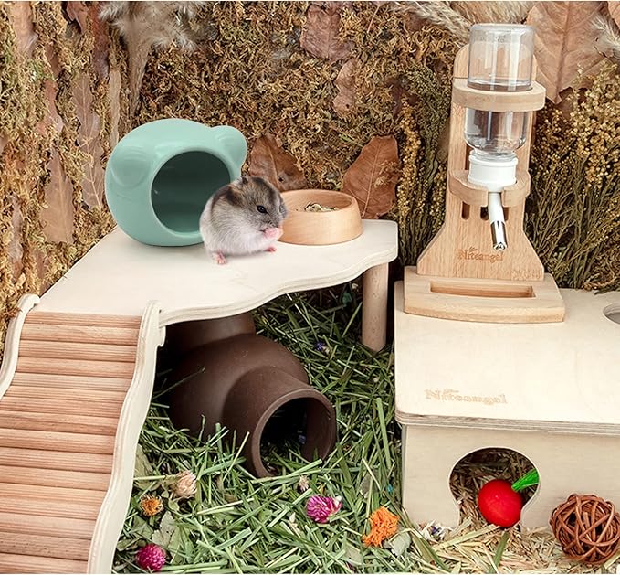 Ceramic Hamster House, Cute Animal Shaped Hamster Cave, Summer Cool Small Animal Hideout Habitat Decor for Dwarf Hamsters (Purple)