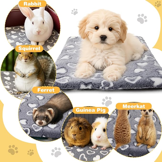 VitalCozy 3 Pcs Waterproof Reversible Dog Crate Pad Warm and Cool Dog Cats Bed Mat for Crates Sleeping Mat Cozy Heart Pattern Pet Bed for Puppy Cat Puppy Kitten Cushion Carrier, Grey(24"x18"x1.6")