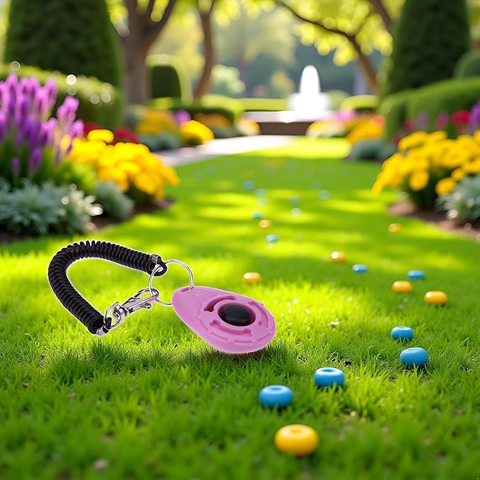 Jinshining 1pc Pink Clicker Easy to Use with Button Dog Training Accessories Strong and Long-Lasting,Training and Behavior Aids