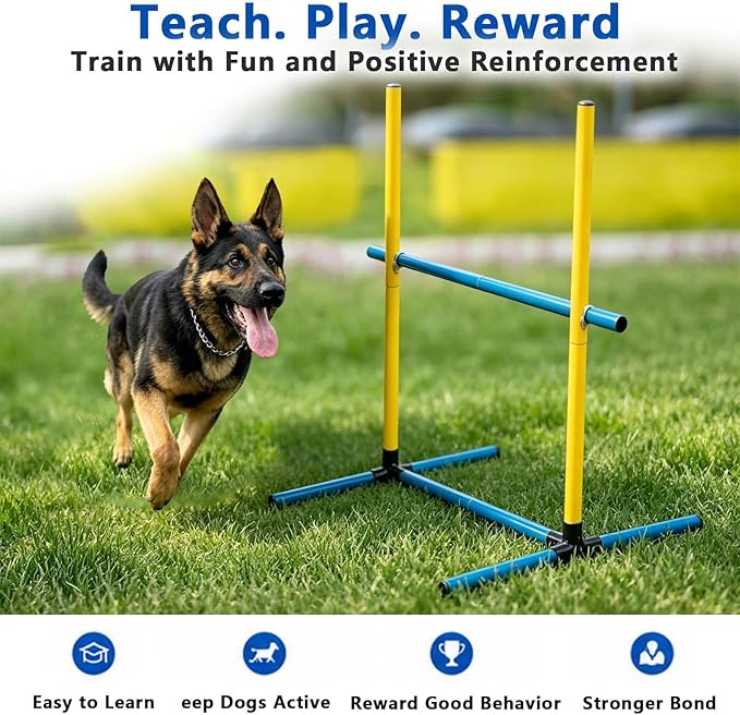 Dog Agility Training Hurdle Set, Adjustable PVC Jump Bars for Backyard Exercise, Outdoor Obstacle Equipment for Small & Medium Dogs (2 Sets)