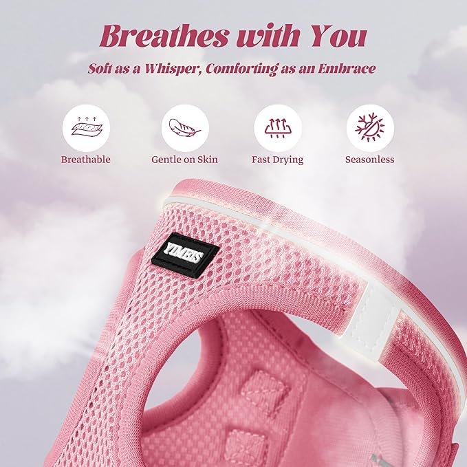 YIMEIS Dog Harness and Leash Set, No Pull Soft Mesh Pet Harness, Reflective Adjustable Puppy Vest for Small Medium Large Dogs, Cats (Pink-Update, Small (Pack of 1)