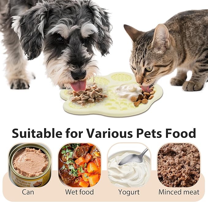 Lick Mat for Dogs and Cats, Slow Feeder Mats with Suction Cups - Bathing, Grooming and Training, Anxiety Relief Feeding Pad,Dishwasher-Safe Yellow