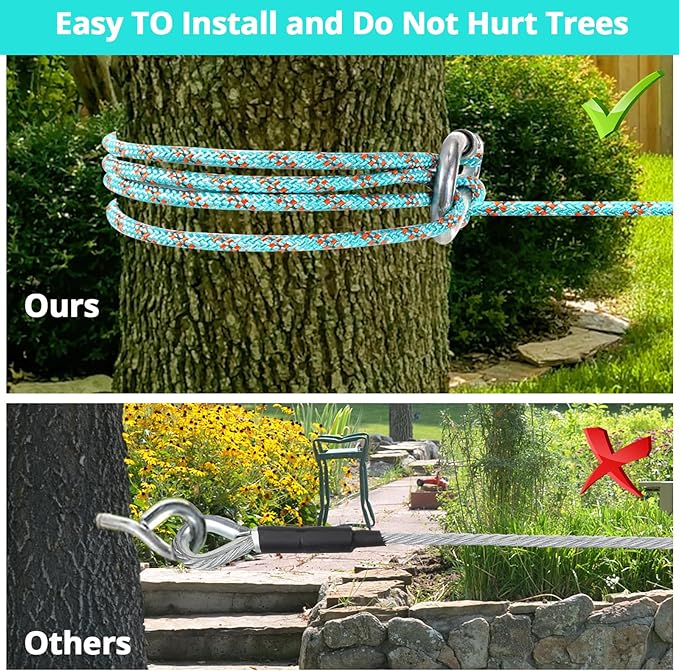 Dog Tie Out Cable for Camping - 50ft Dog Runner for Yard - Portable Trolley System for Large Small Dogs Outside