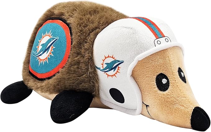 NFL Miami Dolphins Plush Hedgehog Toy for Dogs & Cats, Cool Soft Pet Toy for Fun and Interactive Play, Dog Chew Toy with Squeaker, Licensed Hot Pet Toy