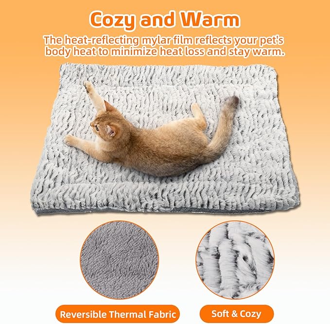 Self Warming Cat Bed, 31.5" x 23.6" Ultra Soft Self Heating Cat Pad, Reflects Body Heat, Washable, Thermal Non Electric Heating Mat, for Indoor Outdoor Cats, Small Dogs