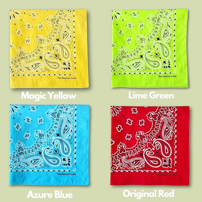 The Peacock Crew Premium Soft Cotton Bandanas Pack for Men and Women Paisley 22 x 22 inches
