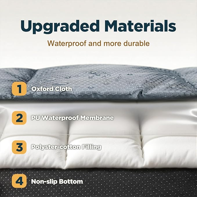 Gimars Upgraded XL Outdoor Dog Bed with Waterproof Film, Easy to Roll Up with Buckle, Large Travel Pet Bed for Large & Extra Large Dog, Portable, Foldable, Washable for Camping,Traveling,Grey