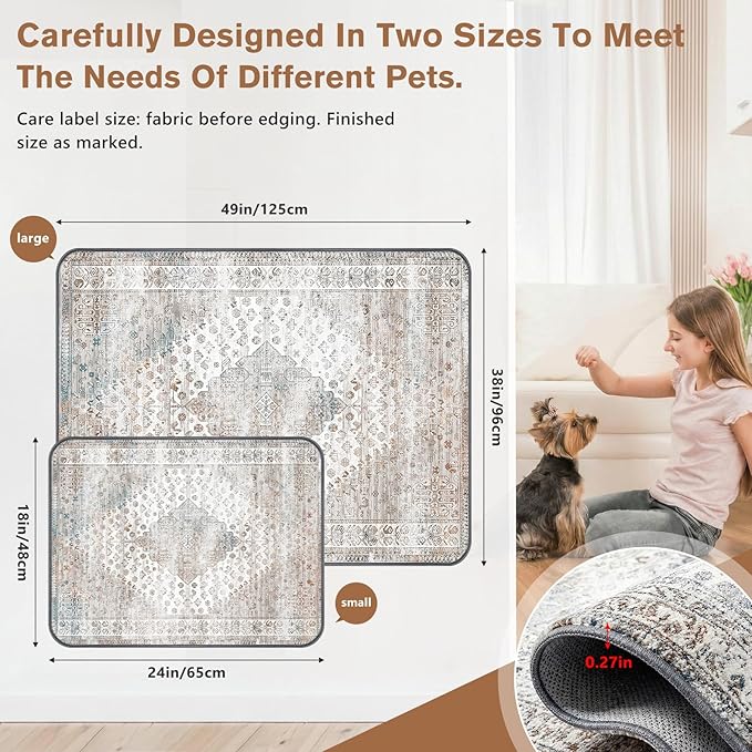 Washable Pee Pads for Dogs and Cats, 2 Pack Absorbent Thick Reusable Training Dog Pet Puppy Pads, Waterproof & Non-Slip Whelping Pads for Potty Training, Whelping, Playpen, Crate, Prevents Leakage