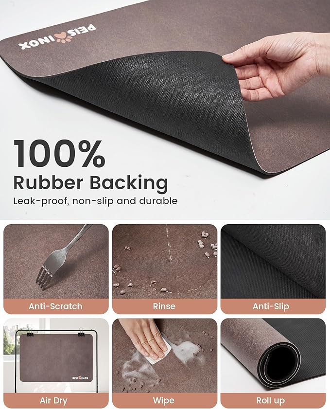 PEISAINOX Cat Dog Food Mat, Rapid Water Absorption Dog Mat for Food and Water,100% Waterproof Cat Dog Bowl Mat, Pet Food Mat for Messy Drinkers to Protect Floors, Pet Accessories Supplies