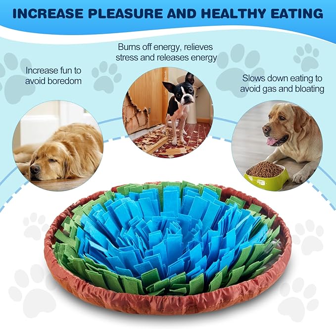 Snuffle Mat for Dogs - Boredom Relief Dog Lick Mat, Dog Educational Toys, Portable for Indoor & Outdoor Use, Encourages Natural Foraging Skills for Cats, Rabbits & Dogs（Brown Green
