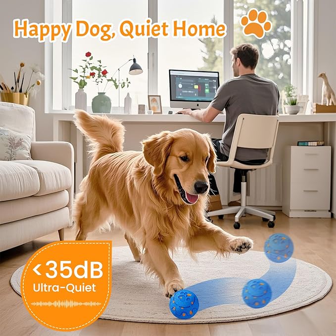 Interactive Dog Toys for Large Dogs, Automatic Moving, Bouncing, Rolling, Durable E-TPU Chew Resistant for Bored Energetic Medium Dogs, Rechargeable Waterproof for Indoor Outdoor Play